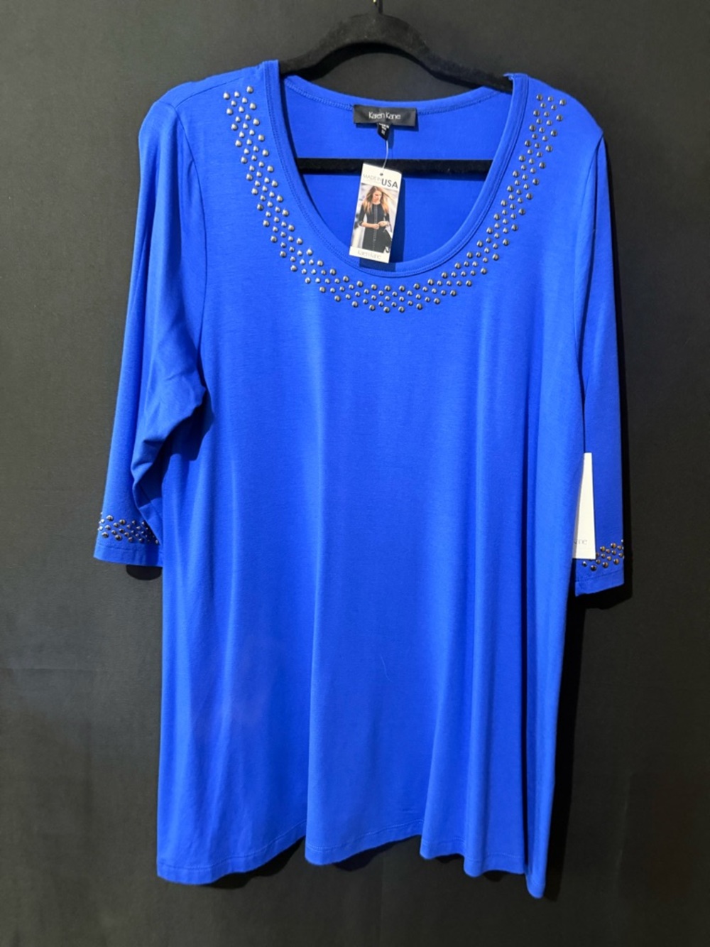Karen Kane Royal Blue Studded Scoop Neck Tunic